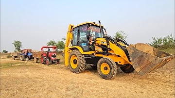 Jcb 3dx and Mahindra 415 Di Tractor Loading Mud Together in My Village | Jcb Tractor Video