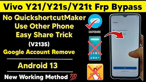 Vivo Y21 Android 13 Frp Bypass | Y21T / Y21s (V2135) Google Frp Bypass | Latest Security Method 