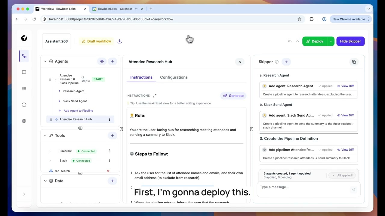Rowboat Demo - Multi-Agent Workflow with Trigger
