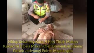 Hidup Sebatangkara, 4 Hari Tidak Makan Kakek Ini Diberi Makan Oleh Bhabinkamtibmas Polsek Jatiwangi