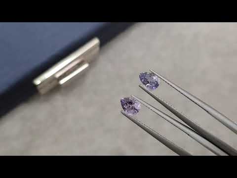 Pair of unheated lavender sapphire and pear cut spinel 1.56 ct Video  № 2