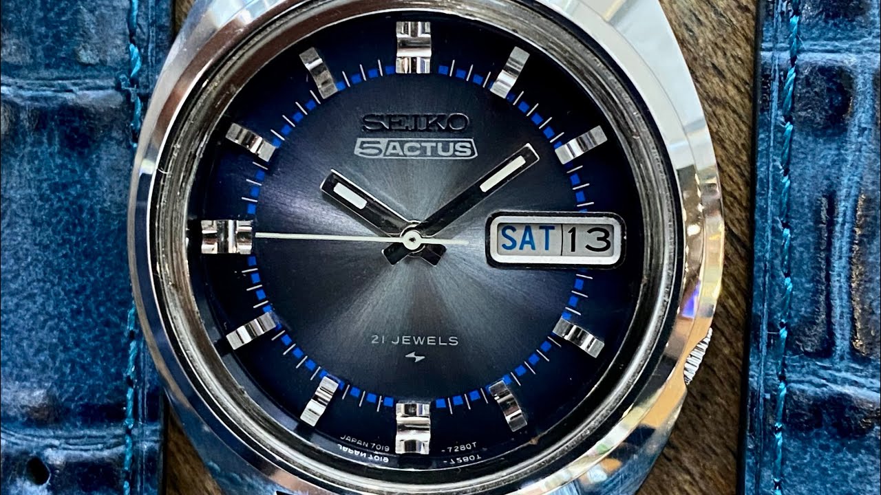 SEIKO セイコー 5 カットガラス 青文字盤 7019-7210 腕時計 Vintage July 1973 Blue Seiko Actus 7019-7210 Automatic w/ Sapphire