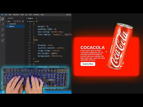 ASMR Programming - Product Card Hover Effect - Cocacola Card UI Design With HTML CSS