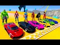 SUPERHEROES RACING Competition Challenge with Spiderman Hulk Goku Cars Race on Racing Track - GTA 5