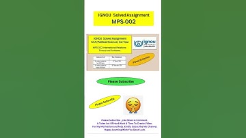 IGNOU  Solved Assignment MPS-002 M.A (Political Science) 1st Year #mps #ignou #solvedassignments
