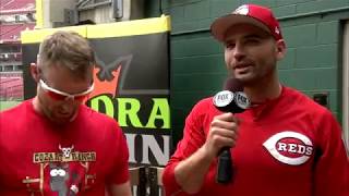 Joey Votto presents Zack Cozart with his new All-Star donkey