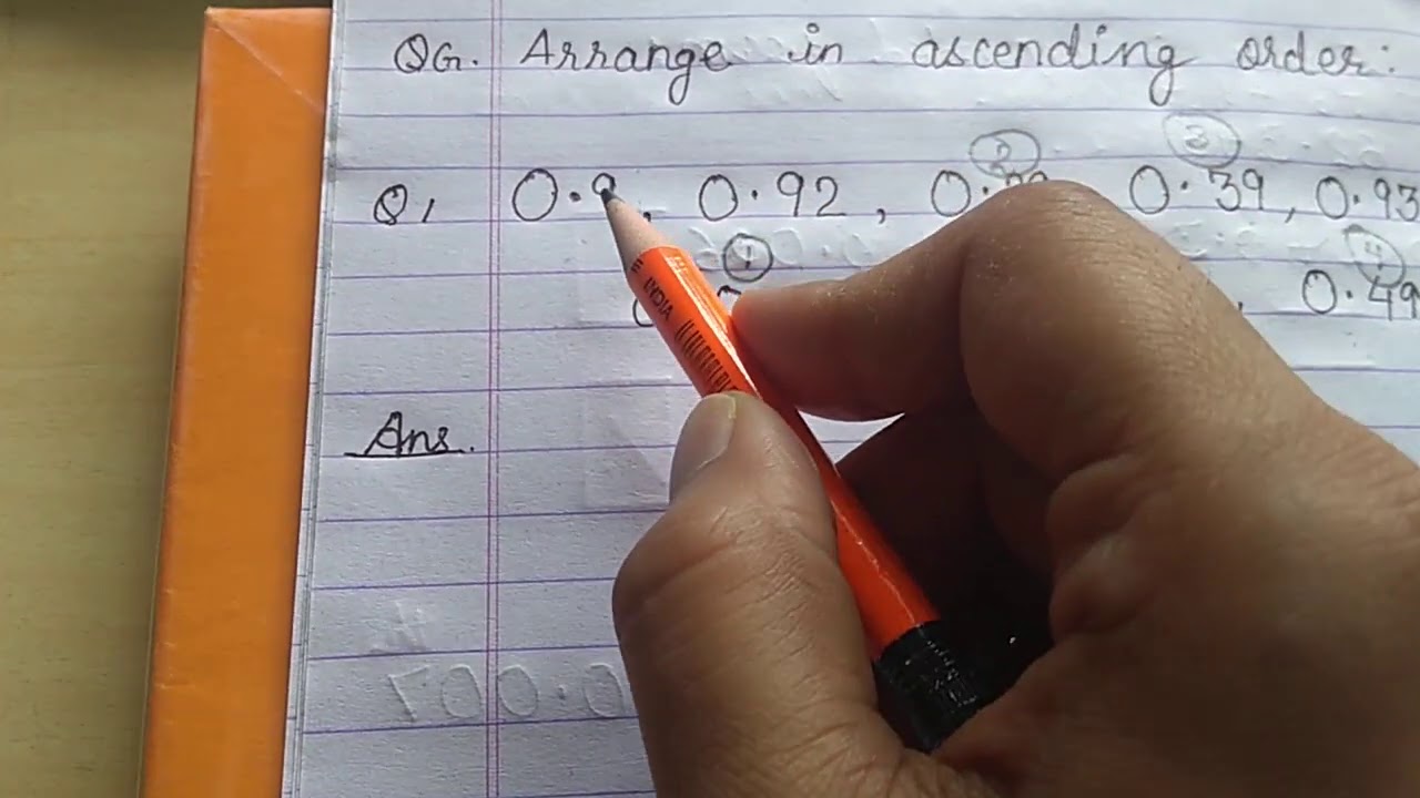 Decimal - Arranging the decimal numbers in ascending order - YouTube