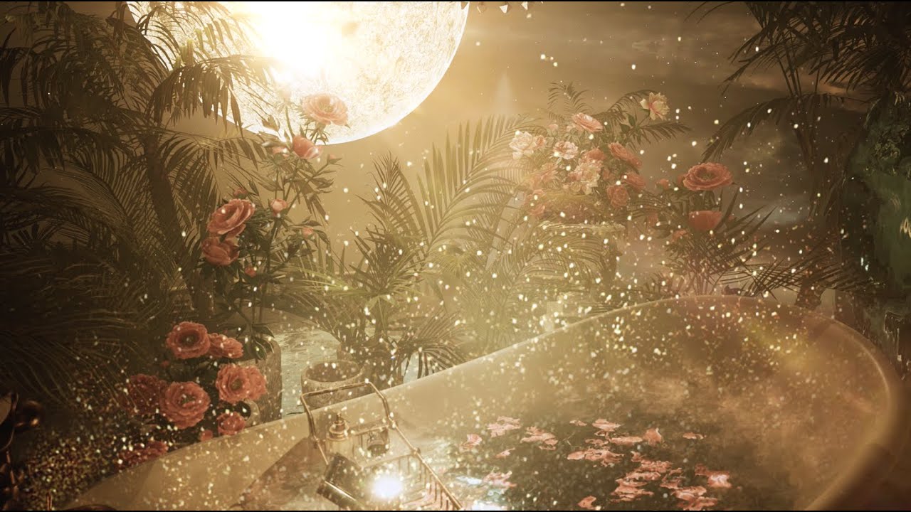 🌕Surreal Bath Under the Golden Moon | Immersive Experience