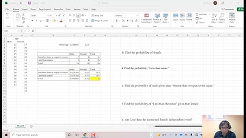 Excel 2.1 Construct probability table using "Countif"and find conditional probability