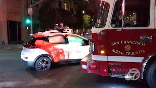 Driverless Cruise car struck by San Francisco firetruck; passenger injured