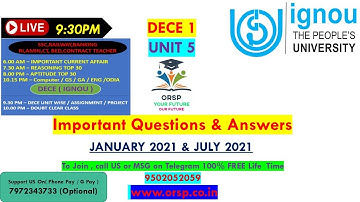 | Important Question | DECE1 Unit 5 (PART-1) | IGNOU | JANUARY-JULY 2021 | ORSP |