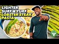 Surf and Turf Dinner - Lighter Lobster Steak Pasta Fennel Alfredo