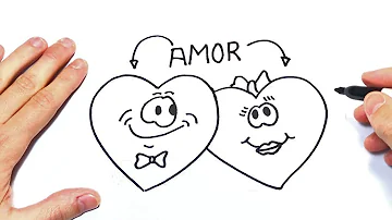 Como dibujar dos Corazones Enamorados | Dibujos de Amor