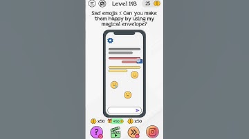 Braindom Level 193 Sad emojis :( can you make them happy by using my magical envelope