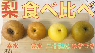 【梨食べ比べ】幸水・豊水・二十世紀梨・あきづき！4つの梨の解説！甘いのはどれ！？