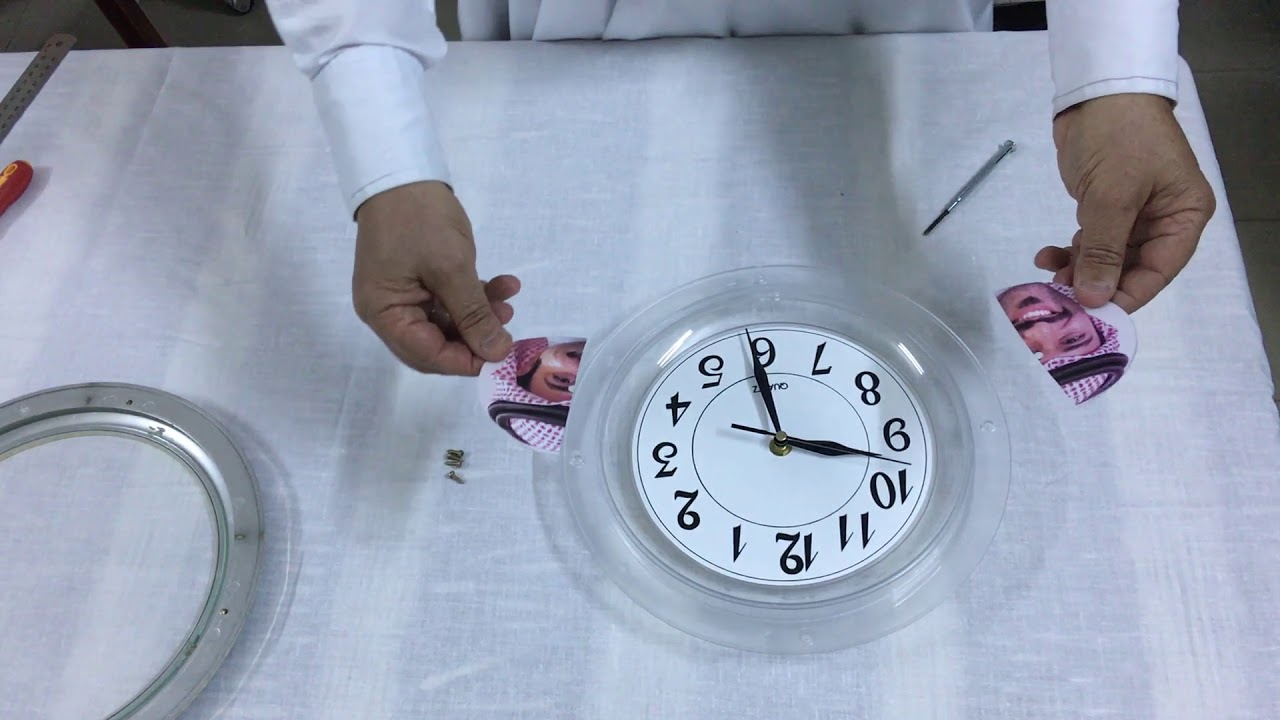 How to cut photo and fix it inside the  wall O‘clock
