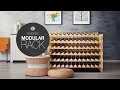 Piece together a 72-Bottle Wine Rack in just a few minutes. Piece together a 72-Bottle Wine Rack in just a few minutes.