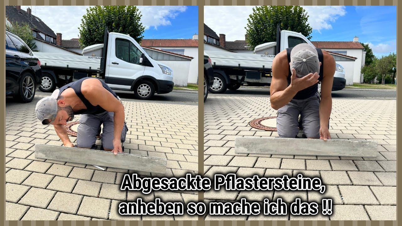 Abgesackte Pflastersteine anheben, so mache ich das !!