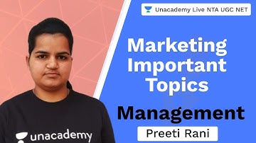 Important topics of Marketing - Part 2 | Management | Unacademy Live NTA UGC NET | Preeti Rani