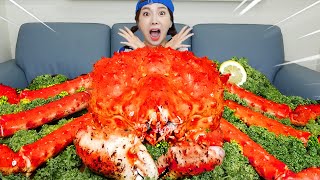[Mukbang ASMR] Giant King Crab 🦀 With Cheese Fondue  🧀 RiceBall Recipe Eatingshow Ssoyoung
