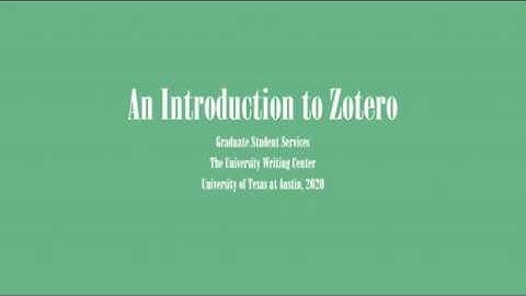 An Introduction to Zotero