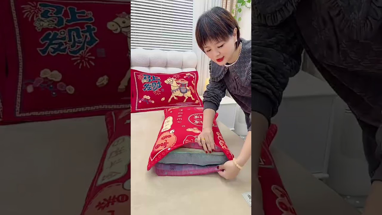 Sweat-wicking and breathable gauze red pillow 