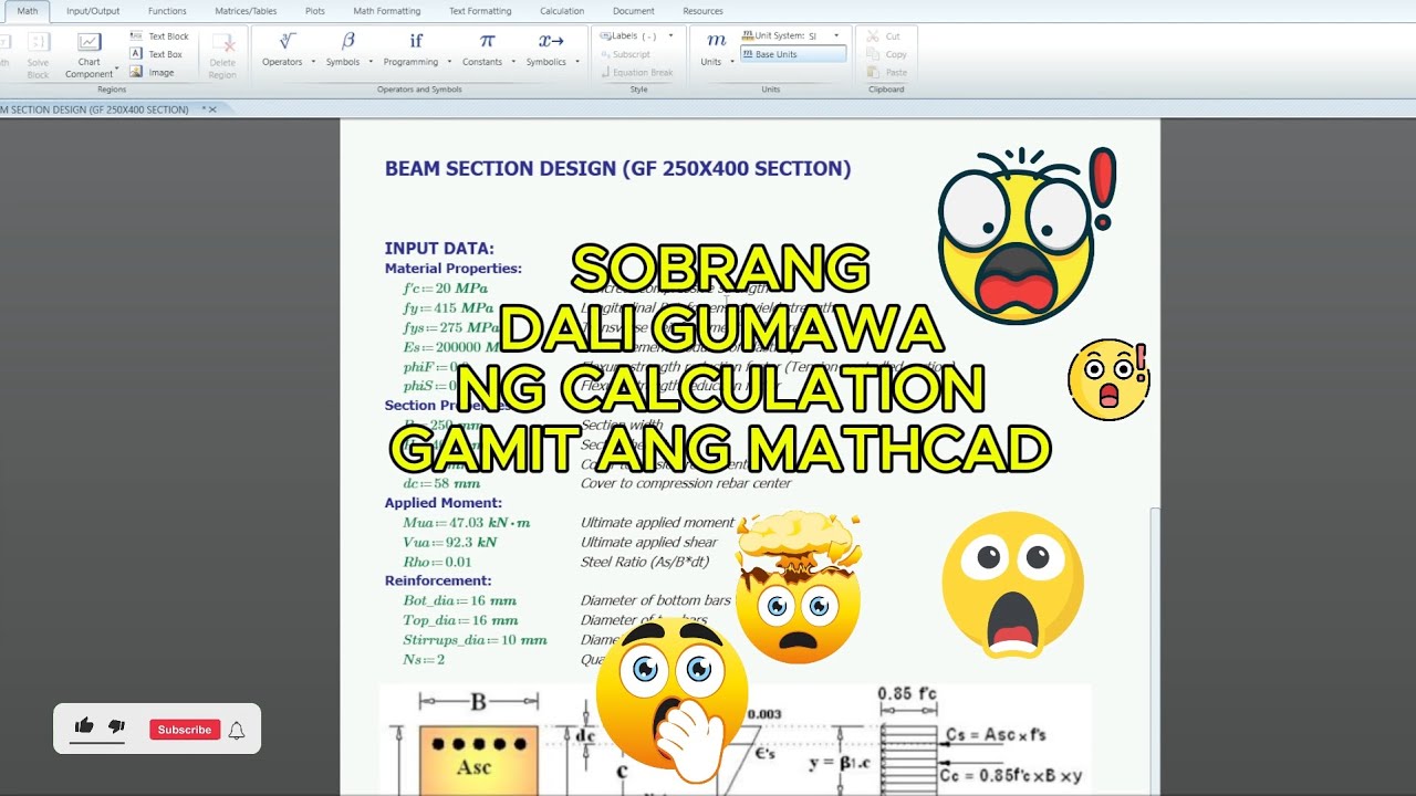 SOBRANG DALI MAG DESIGN GAMIT ANG MATHCAD