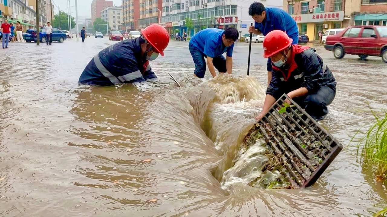 Unclog Flooded Street Drain Heavy Rain Rescue Mission - YouTube