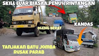 Skill Luar Biasa Penuh Rintangan!!Truck Oleng Berat &Mobi Isuzu Traga kap kandas ke tanah