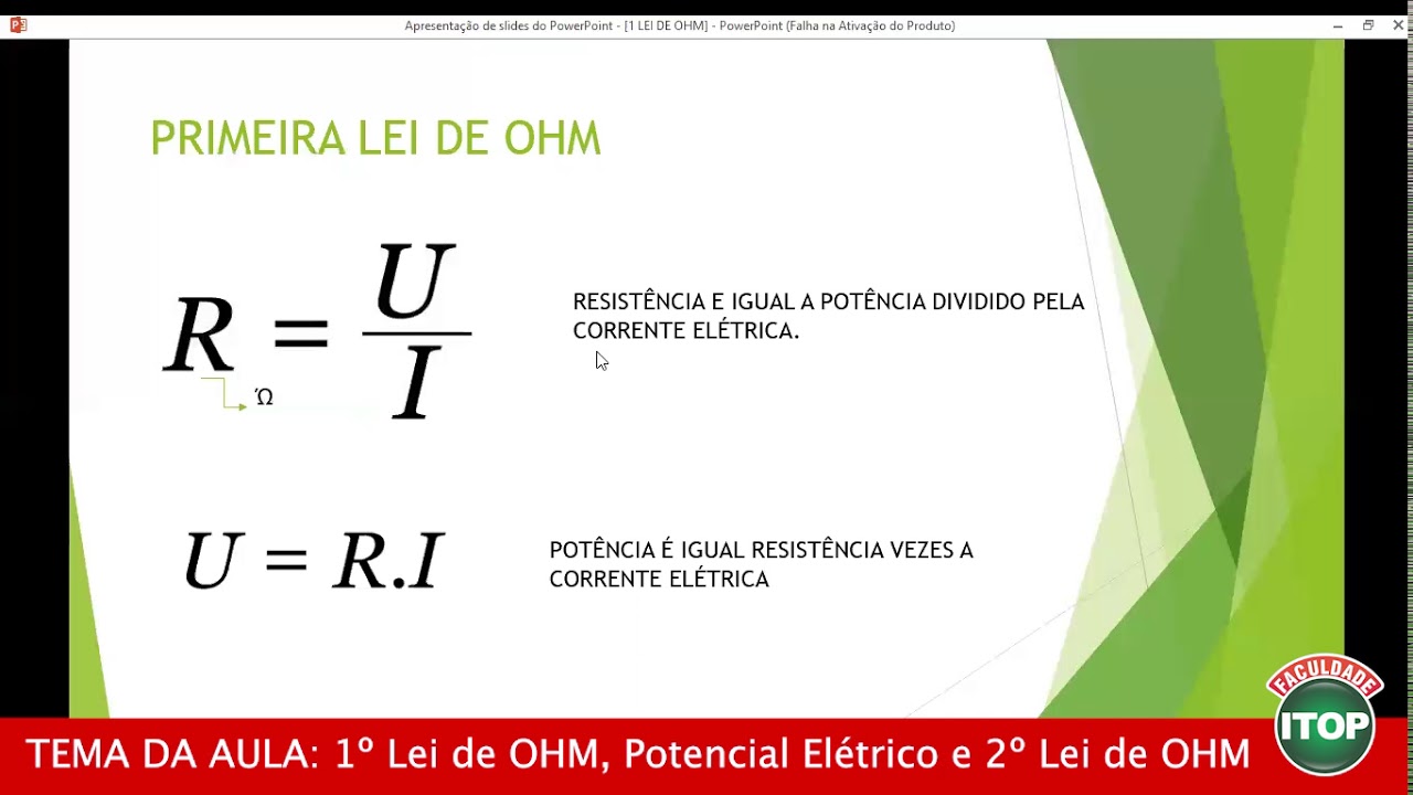ENGENHARIA CIVIL - 1 LEI DE OHM, POTENCIAL ELÉTRICO, 2 LEI DE OHM ...