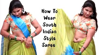 South Indian Aunty Saree Wearing | How To Wear Low Waist Saree