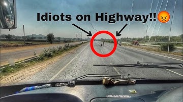 IDIOTS on Highway in front of speeding VOLVO Bus | RSRTC VOLVO B8R Cabin Ride - Delhi to Jaipur