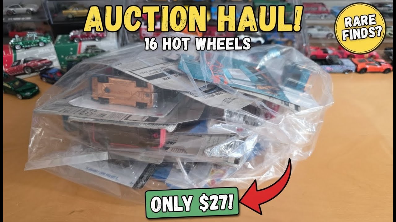 Распаковка лота из 16 машинок Hot Wheels, полученных на аукционе.