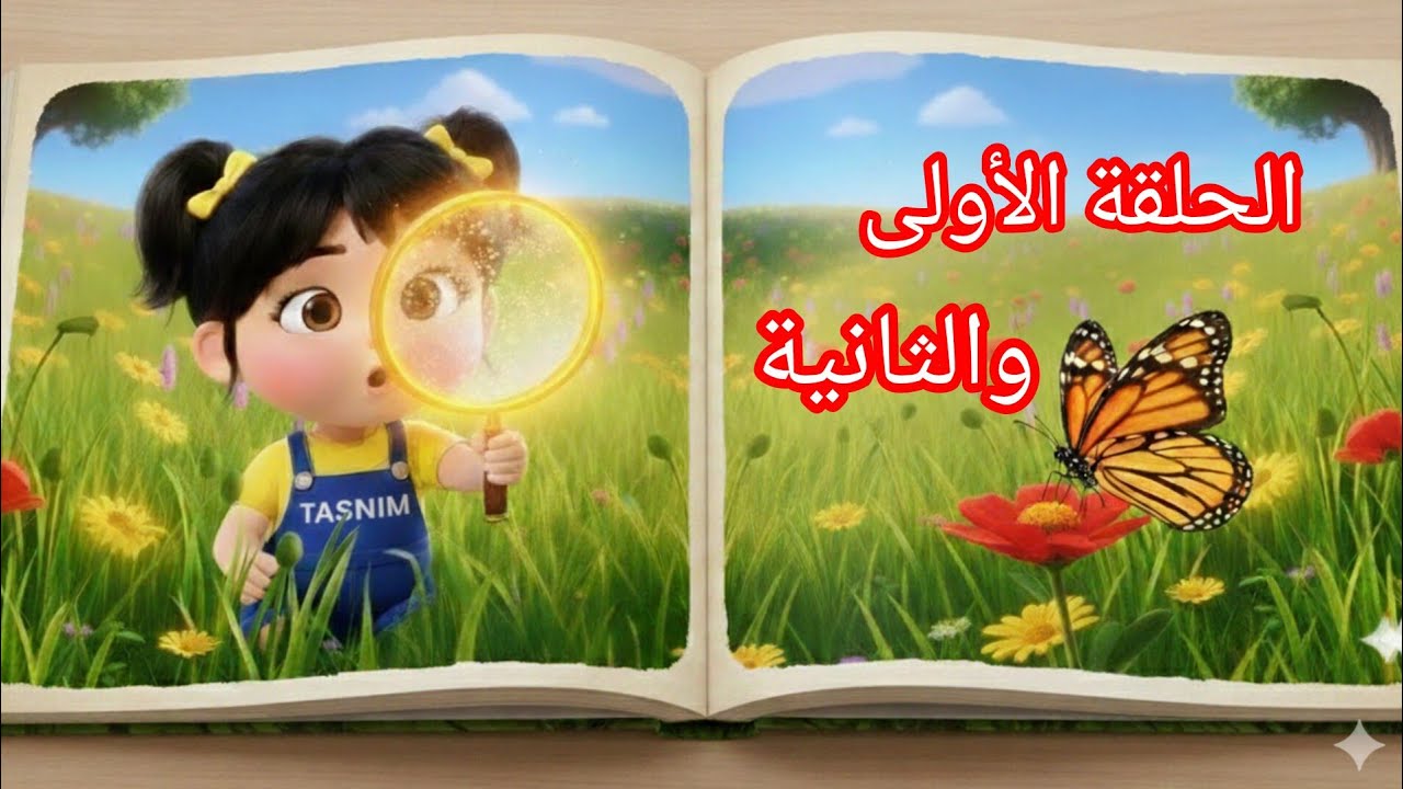 قصة العدسة العجيبة🔍+ قصة الفراشة🦋,الحلقة1+2 من سلسلة قصص تعليمية للأطفال(( تسنيم والعدسة العجيبة))