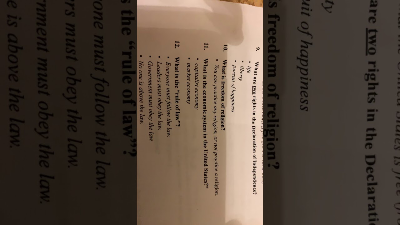 Naturalization Test - Questions 11-20 - YouTube