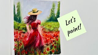 How to paint a girl with red dress in oil | #paintingtutorial #youtubevideos #arttutorial #drawing