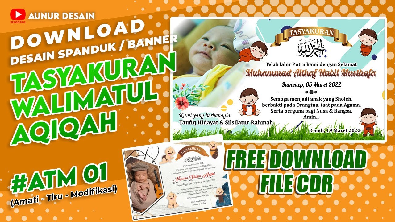 Download Banner Spanduk Tasyakuran Walimatul Aqiqah Cdr Aunur Desain