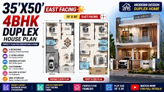 "35'x50' East-Facing 4BHK Duplex House Plan | G+1 Floor Plan Explained 🏠📐"