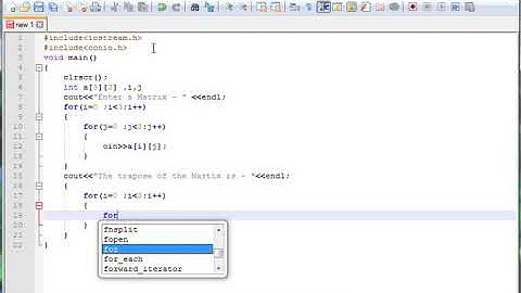 C++ Program to find Transpose of a Matrix