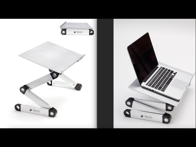 Executive Office Solutions Portable Adjustable Aluminum Laptop Desk/Stand/ Table Vented w/CPU Fans Mouse Pad Side Mount-Notebook-MacBook-Light Weight  Ergonomic T…