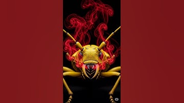 Longhorn beetle with Bombardier hereditary enemy