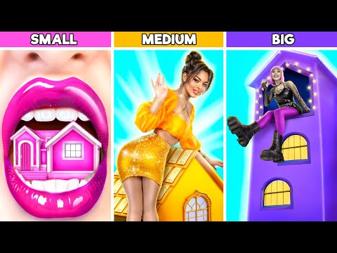 Видео: Big vs Medium vs Small One Colored House Challenge