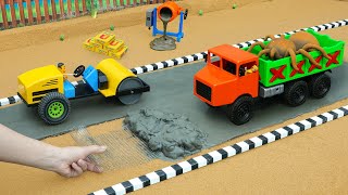DIY Mini Truck Road Construction After Flood Damage | Brick &amp; Cement Concrete Road Build