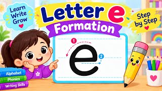 Letter E Formation | How to Write Lowercase e | Letter e Step by Step | Kindergarten Writing