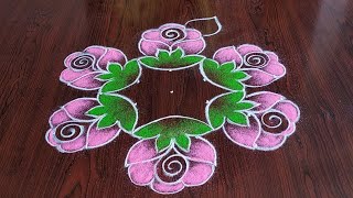 Easyasy Rose flower Rangoli (7×4) dot's... easy kolams