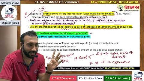 Profit Prior to Incorporation |  Live Lecture 1 Basic Theory + Basis of Allocation + Format #hfa