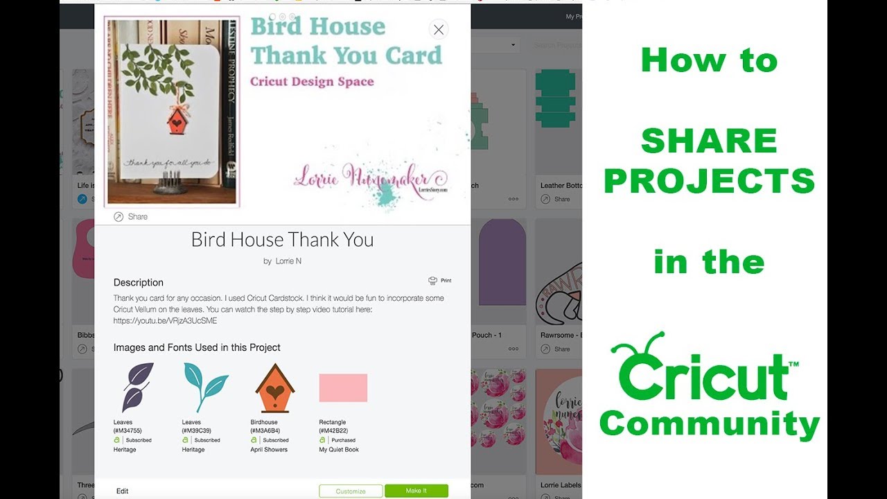 How to share projects to the cricut community youtube