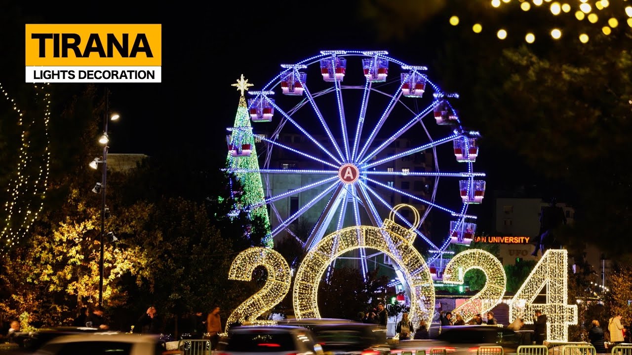 TIRANA, ALBANIA 💫 LIGHTS DECORATION 🎄DRITAT E FESTAVE TIRANE SHQIPERI✨CHRISTMAS MARKETS [4K HDR]