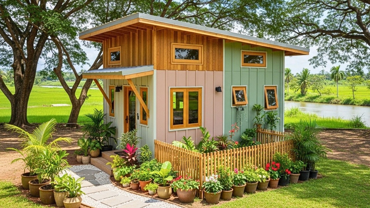Dream Tropical Tiny House — Cozy Outdoor Living, Front Yard Charm & Modern Patio Goals!