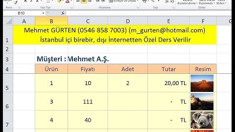 Excel Ders Klasörden Resim Çağırma